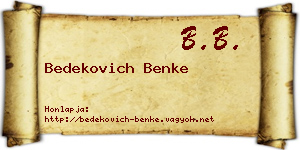 Bedekovich Benke névjegykártya